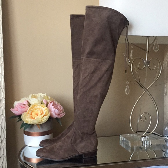 Marc Fisher Humor Over The Knee Boots Taupe Fabric - Picture 5 of 9